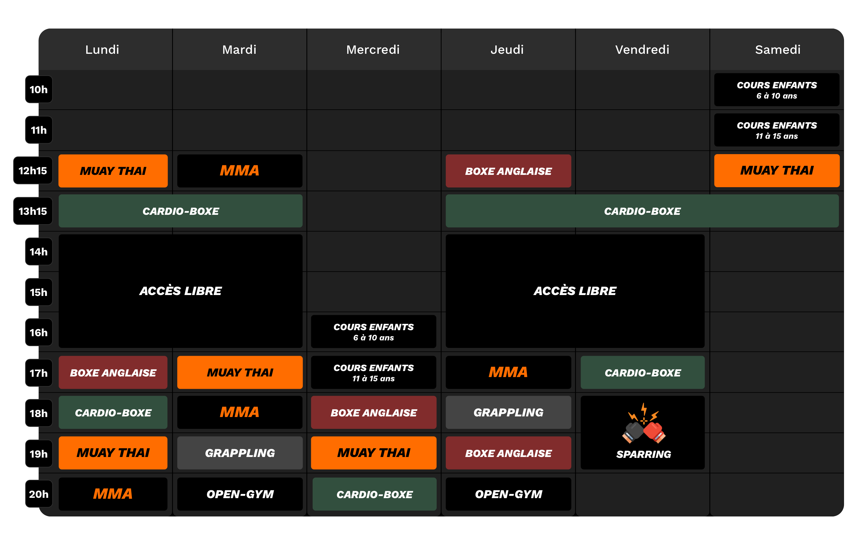 Planning Monkey Gym Rennes
